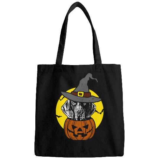German Shorthaired Pet Pumpkin Tee Scary Halloween Tee Bags