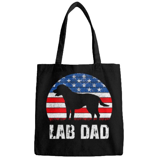 Labrador Pet Mens Black Labrador Dad USA American Flag Yellow Lab 4th of July Bags