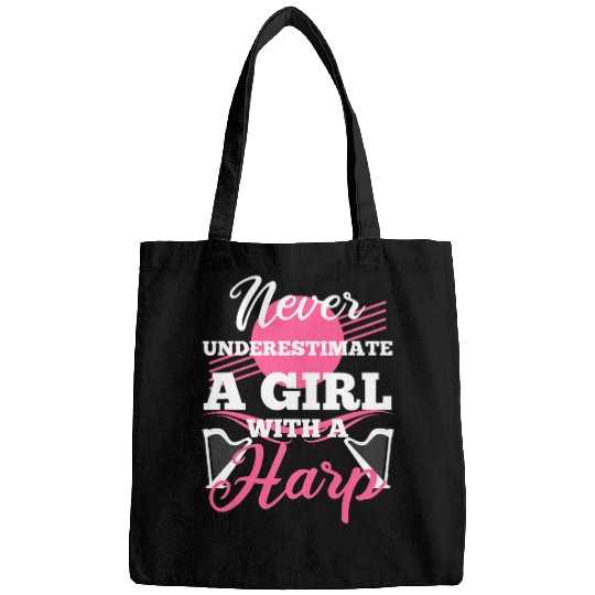 Never Underestimate A Girl With A Harp Orchestra Tone Music Bags