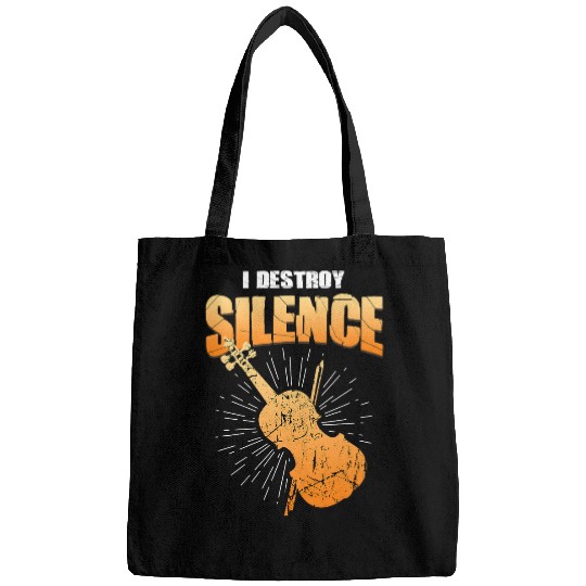 Funny Violin I Destroy Silence Violin Orchestra Tone String Music Design Bags