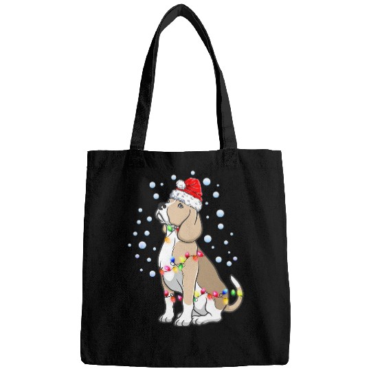 Beagle Pet Cute Beagle Dog Christmas Light Santa Hat Puppy Lover Bags