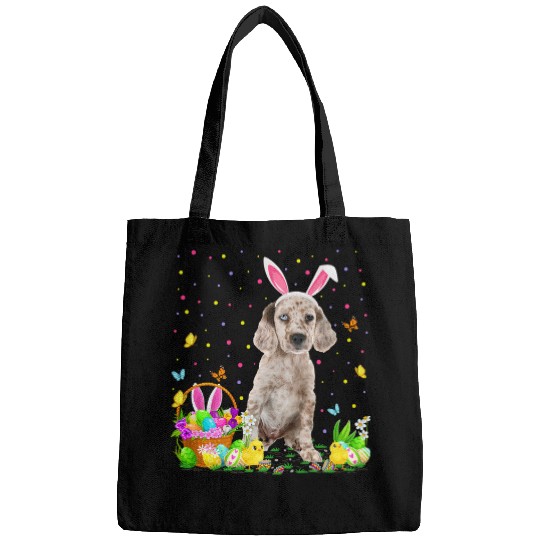 English Setter Pet Funny Easter Egg Hunting English Setter Dog Easter Sunday Bags