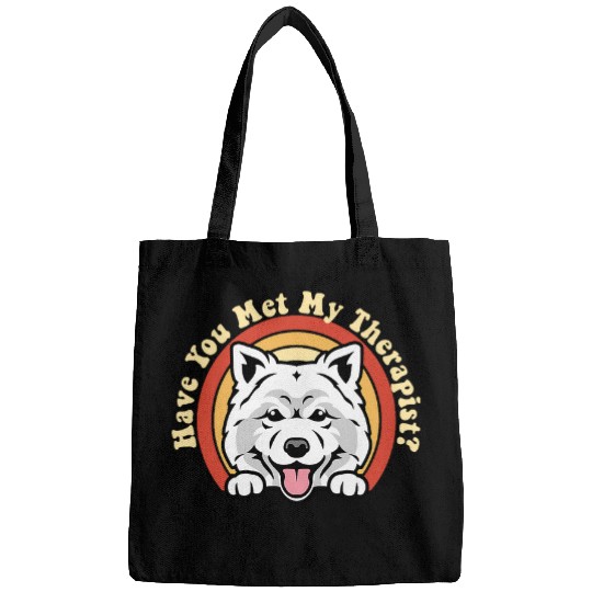 Emotional Support Therapy Dog Samoyed Breed Retro Pet Spitz Bags