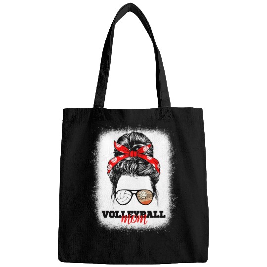 Sport Volleyball Mom Bleached Messy Bun Mothers Day Volleyball Mom Bags