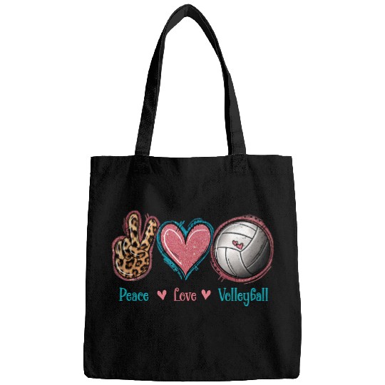 Sport Volleyball Peace Love Volleyball Fan Volleyball Tee Volleyball Coach Bags
