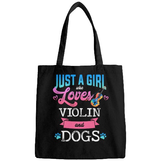 Funny Violin Just A Girl Who Loves Violin And Dogs Orchestra String Music Bags
