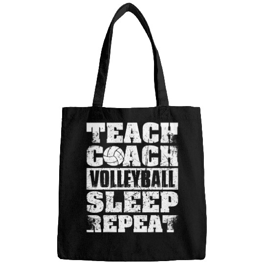 Sport Volleyball Teach Coachs Volleyball Sleep Repeat Funny Volleyball Coach Bags