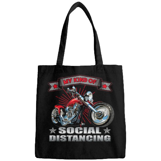 Discover Funny Motorcycle Social Distancing antis Social Biker Bags