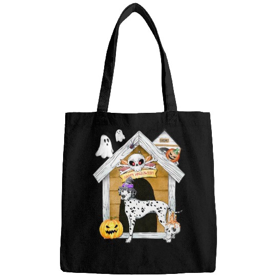 Dalmatian Pet Halloween Dalmatian Witch Haunted House Bags