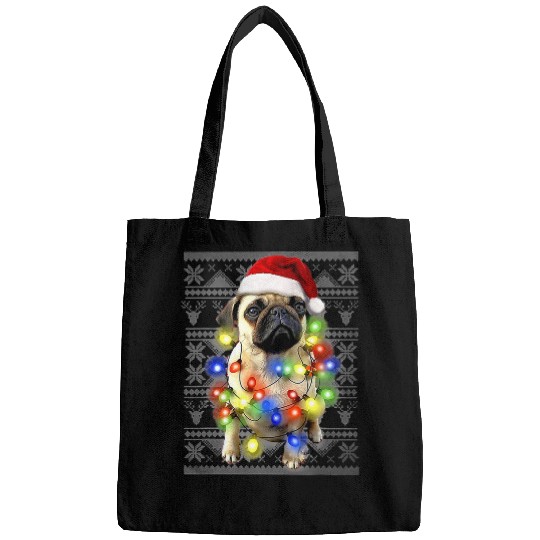 Pug Pet Christmas Light Tree Dog xmass Santa Claus 247 Bags