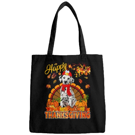 Dalmatian Pet Thanksgiving Dalmatian Wearing Turkey Costume Fall Leaves Bags