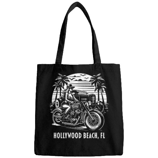 Hollywood Beach Florida Motorcycle Hotrod vintages Design 22 Bags