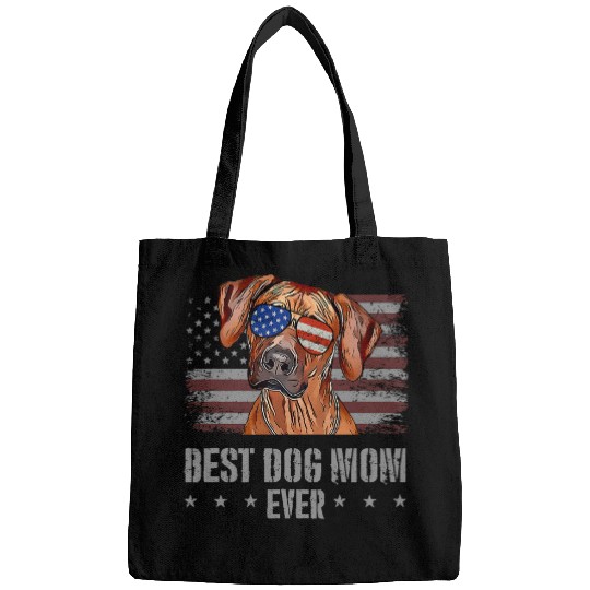 Rhodesian Ridgeback Pet Dog Mom Ever USA American Flag Bags