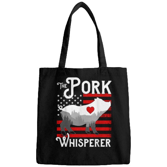 Discover The Pork Whisperer Funny USA Flag Pig Farming Print Bags