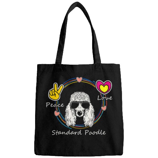 Peace Love and Standard Poodle Cute Dog Lovers for Mothers Bags