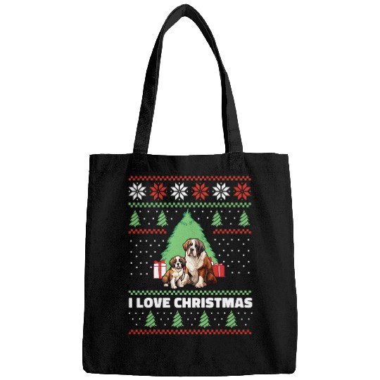 Saint Bernard Dog Lover Christmas xmass Design Bags