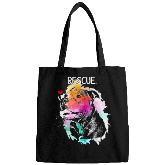 Pitbull Rescue Dog Adopt Dont Shop Watercolor Mom Bags