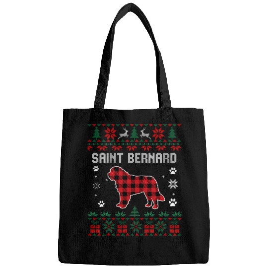 Saint Bernard Dog Christmas Pajama Ugly Christmas Sweater Bags