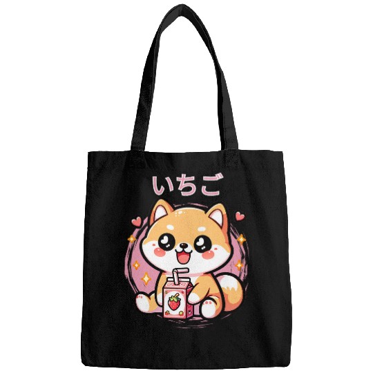 Kawaii Shiba Inu Dog Drink Strawberry Milk Japanese Otaku Bags