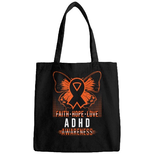 ADHD Ribbon Faith Hope Love ADHD Awareness Butterflies Bags