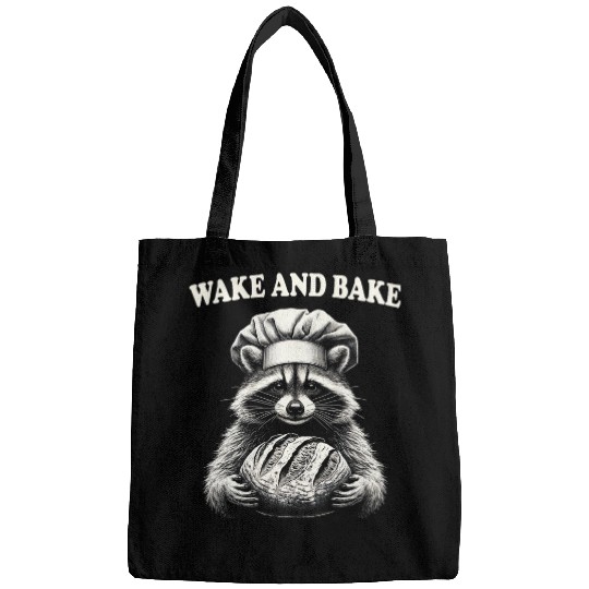 Wake And Bake Sourdough Funny Raccoon Baker Meme Bags