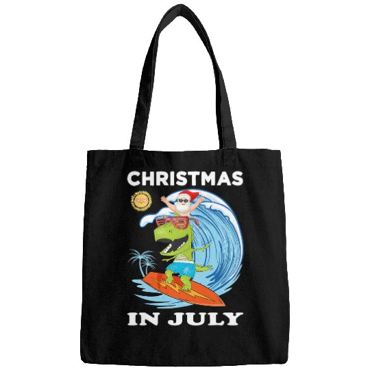 Dinosaur Pet Santa Dinosaur Mid Year xmass Party Beach Christmas In July 1 Bags