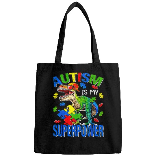 Autism Puzzle Dino Boys Kids Autism Is My Superpower Bags