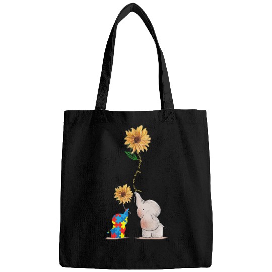 Elephant Mammal Autistic Design You Are My Sunshine Autism Awareness Sunflower Bags