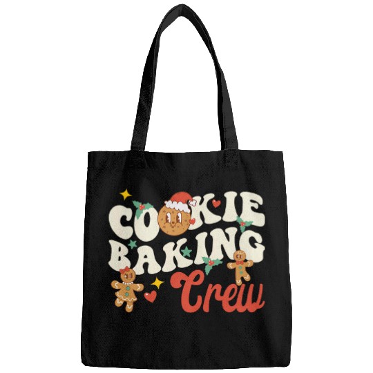 Cookie Baking Crew Funny Holiday Baker Groovy Retro Cute Bags