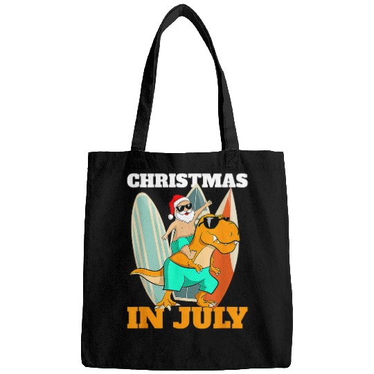 Dinosaur Pet Santa Dinosaur Mid Year xmass Party Beach Christmas In July Bags