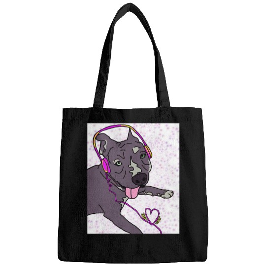 Pitbull Pet Wednesday Pitbull with Headphones Bags