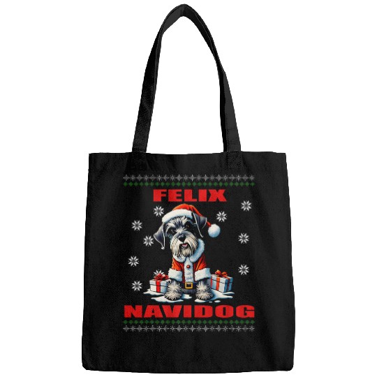 Miniature Schnauzer Felix Navidog Ugly Christmas Sweater Bags
