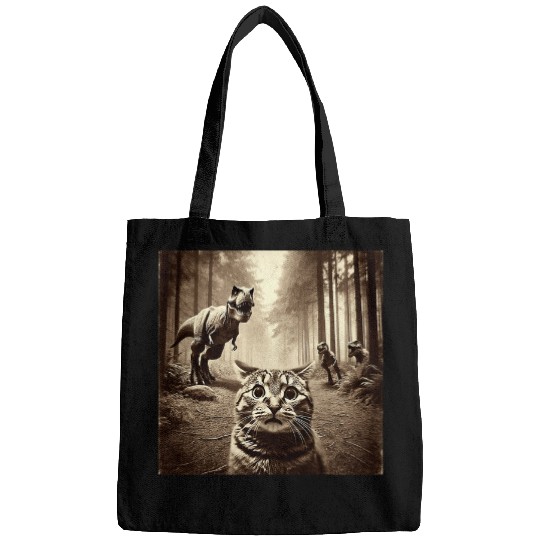 Dinosaur Pet Funny Last Selfie Of Cat Before TRex Attack Hilarious Cat Bags
