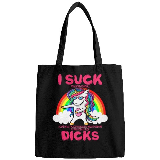 Unicorn Pet I Suck Dicks Fantasy Football Loser Trophy Unicorn Rainbow Bags