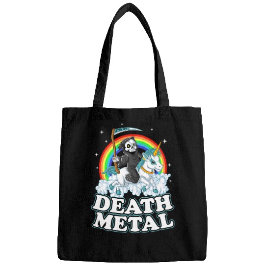 Unicorn Pet Grim Reaper Riding Unicorn Death Metal Pastel Goth Bags