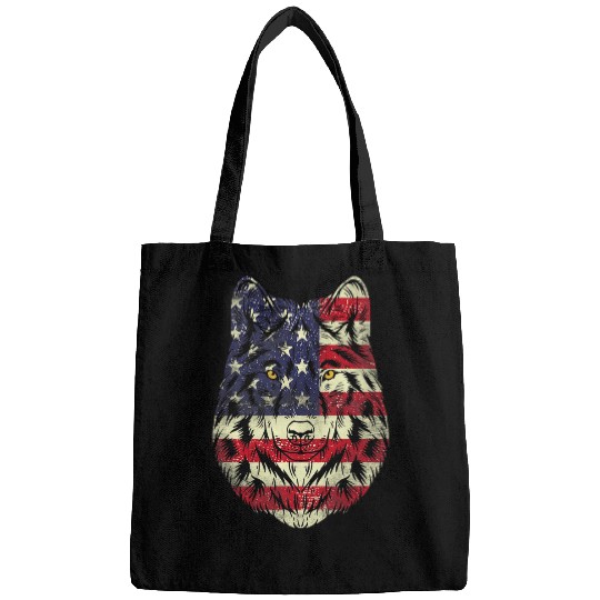 Coyote Mammal USA American Flag Memorial Day 4th Of July Wolves Bags