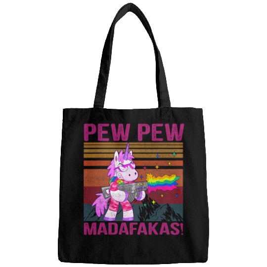 Unicorn Pet Pew Pew Madafakas vintages  Cat Funny Graphic Bags