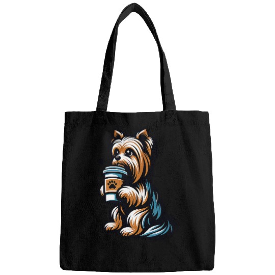 Coffee Tea Drinking Yorkshire Terrier Yorkie Dog Puppy Lover Bags