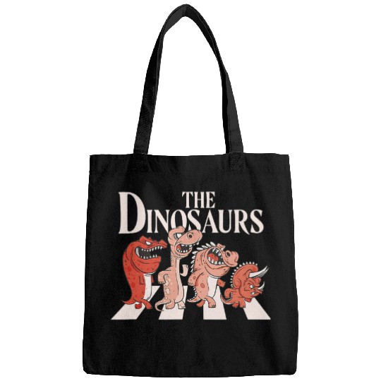 Dinosaur Pet 4 Dinosaurs Walking Across A Crosswalk Over The Abbey Road Bags