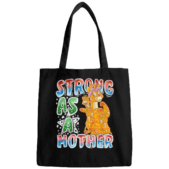 Giraffe Pet Mom Strong As A Mother Mommy Mama Mothers Day Bags