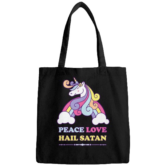 Unicorn Pet Peace Love Hail Satan Cute Unicorn Rainbow Pastel Bags