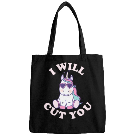 Unicorn Pet I Will Cut You Stabby Unicorn Fitted Cute Magic Bags
