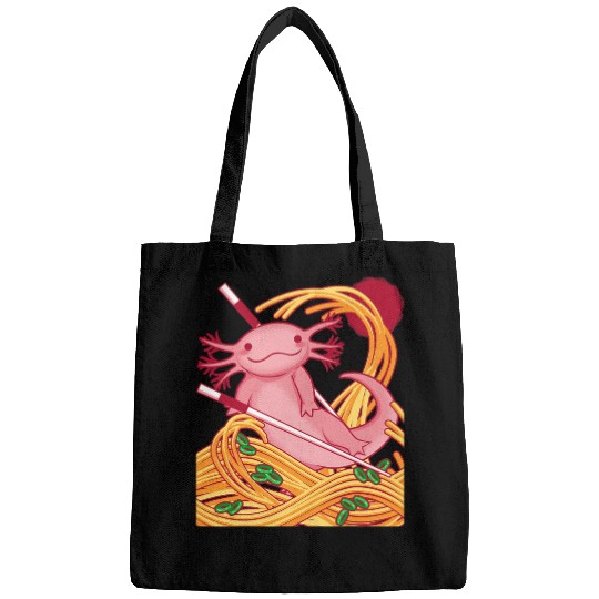 Axolotls Pet Kawaii Axolotls Salamander Eating Japanese Ramen Food Lover Bags