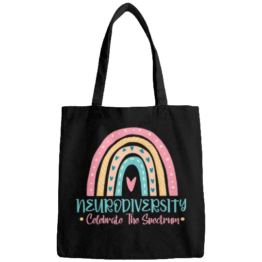 ADHD Ribbon Neurodiversity Celebrate The Spectrum Rainbow Bags