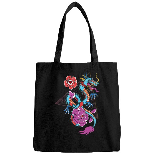 Dragon Pet Retro Chinese Dragon Vaporwave Asian Style Bags