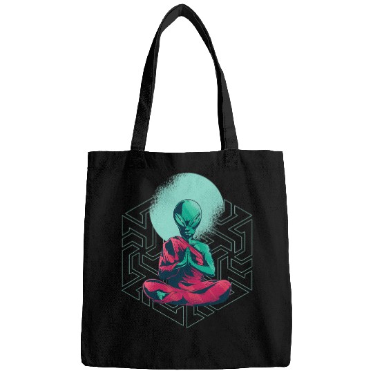 Aliens UFO External ET Meditation Alien Buddhism Yoga Zen Tibet Bags