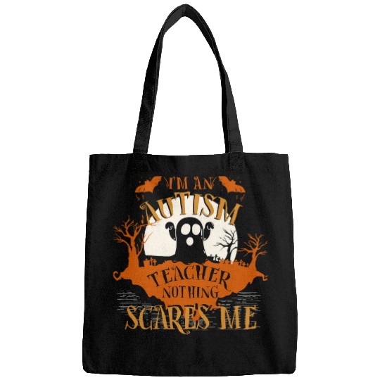 Autism Puzzle Halloween Im Autism Teacher Nothing Scares Me Halloween Bags