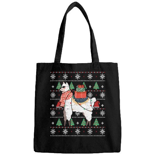 Llama Pet Christmas Season Llama Presents Holidays Wool Lights Bags