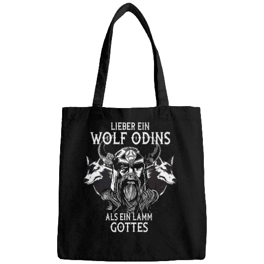 Coyote Mammal Viking Odin rather a wolfs of Odin than a lamb of God Bags
