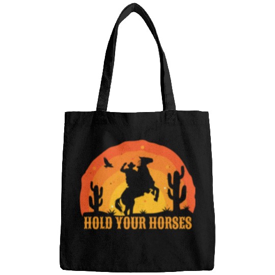 Horse Pet Hold Your Horses Retro Cowboy Horse Rider Bags